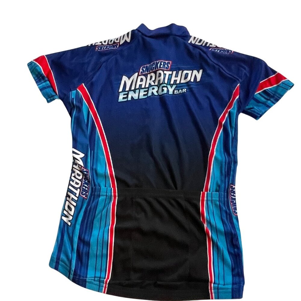 Voler Snickers Marathon Energy Bar Cycling Jersey Size S Blue/Red Made in USA